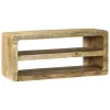 TV Szekrény polcokkal Barna 80 x 32 x 36 cm Tömör mangófa