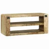 TV Szekrény polcokkal Barna 80 x 32 x 36 cm Tömör mangófa