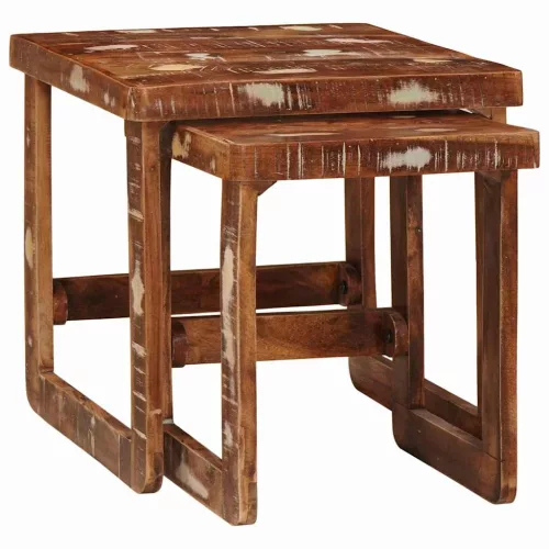 Végasztalok Sokszínű tömör újrahasznosított fa