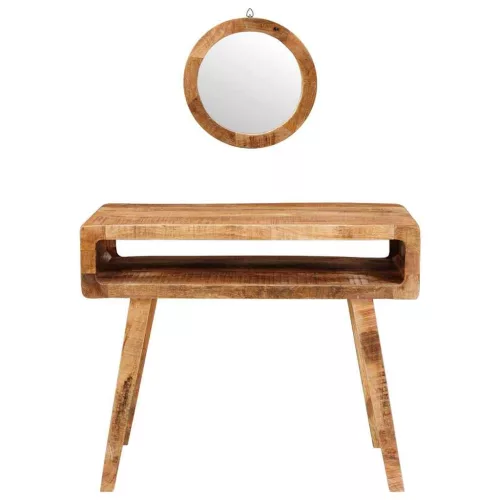 Öltözködőasztal polcokkal Barna 90 x 76 x 45 cm tömör mangófa