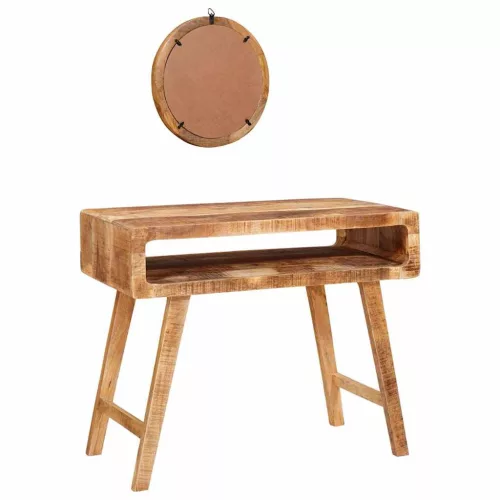 Öltözködőasztal polcokkal Barna 90 x 76 x 45 cm tömör mangófa