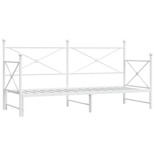 Daybed with Trundle without Mattress White 90x200 cm acél
