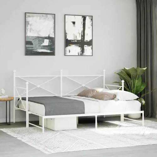 Daybed with Trundle without Mattress White 90x200 cm acél