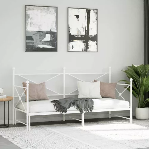 Daybed with Trundle without Mattress White 90x200 cm acél