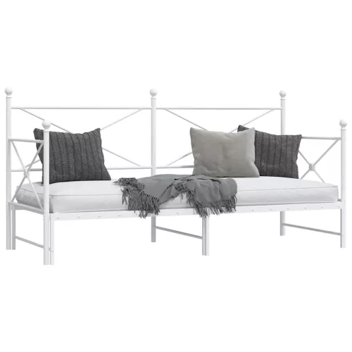 Daybed with Trundle without Mattress White 90x200 cm acél