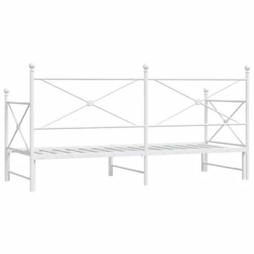 Daybed with Trundle without Mattress White 90x200 cm acél