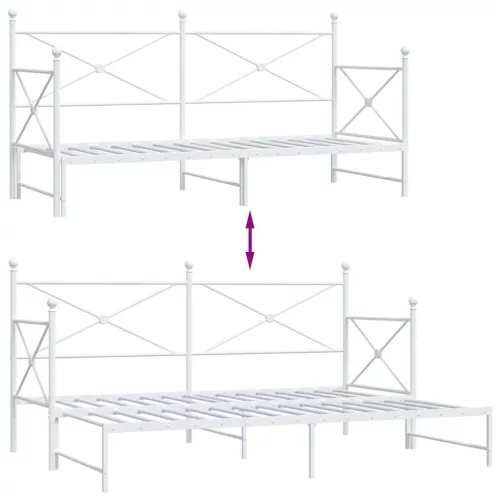 Daybed with Trundle without Mattress White 90x200 cm acél