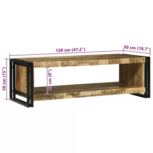Dohányzóasztal Barna 120 x 50 x 38 cm Tömör nyers mangófa