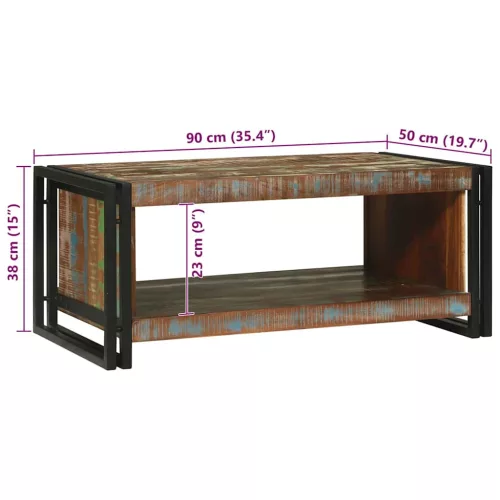 Dohányzóasztal Barna 90 x 50 x 38 cm tömör újrahasznosított fa