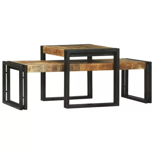 Dohányzóasztal 2 pcs Barna 48 x 40 x 40 cm tömör mangófa