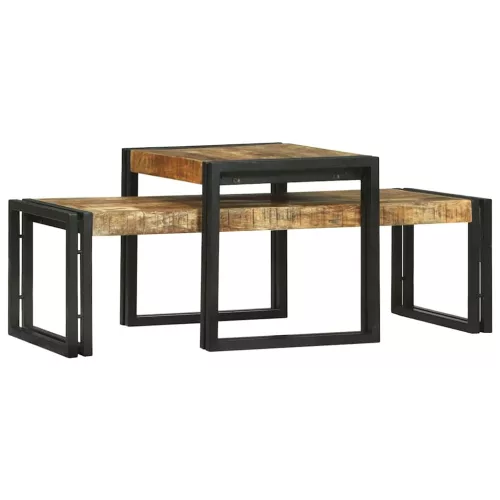 Dohányzóasztal 2 pcs Barna 48 x 40 x 40 cm tömör mangófa