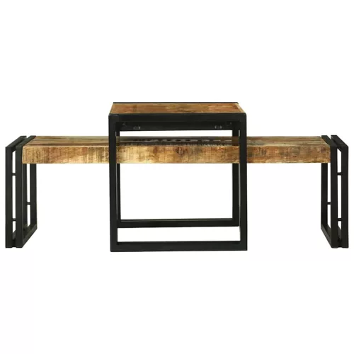 Dohányzóasztal 2 pcs Barna 48 x 40 x 40 cm tömör mangófa