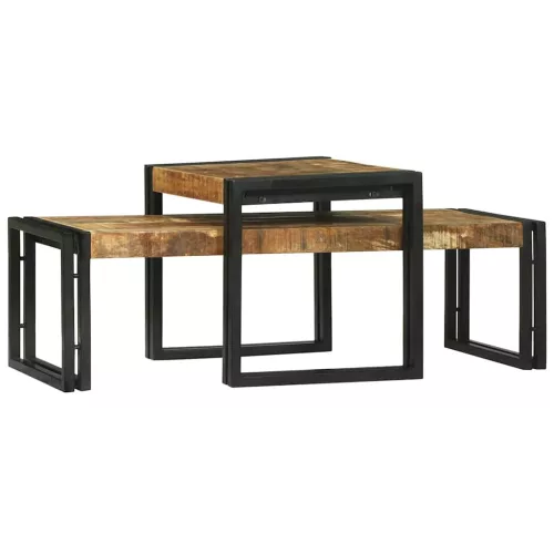 Dohányzóasztal 2 pcs Barna 48 x 40 x 40 cm tömör mangófa