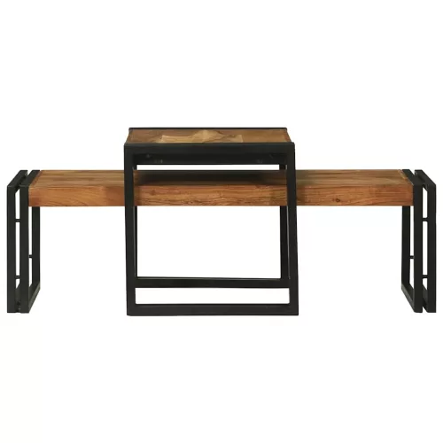 Dohányzóasztal 2 pcs Barna 48 x 40 x 40 cm tömör akácfa