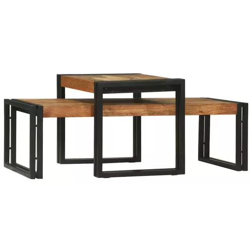 Dohányzóasztal 2 pcs Barna 48 x 40 x 40 cm tömör akácfa