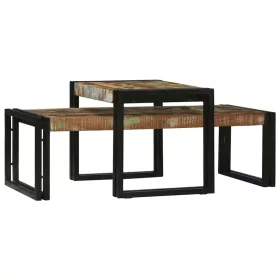   Dohányzóasztal 2 pcs Sokszínű tömör újrahasznosított fa