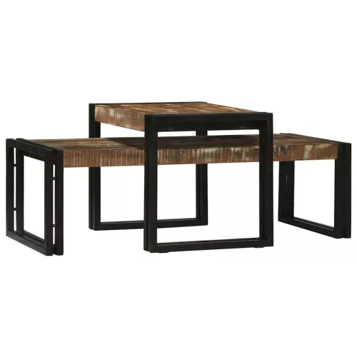 Dohányzóasztal 2 pcs Sokszínű tömör újrahasznosított fa