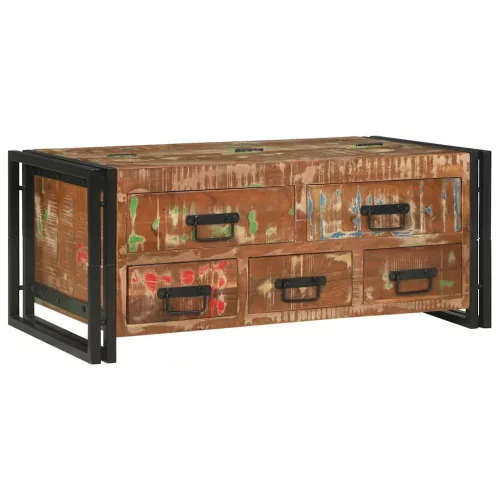 Dohányzóasztal Barna 90 x 50 x 38 cm tömör újrahasznosított fa