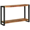 Konzolasztal polcokkal Barna 120 x 33 x 75 cm tömör akácfa