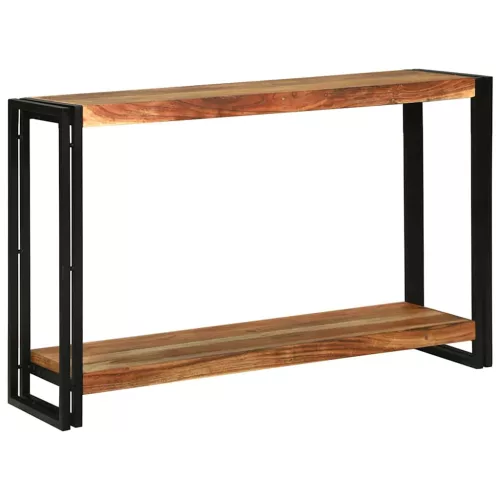 Konzolasztal polcokkal Barna 120 x 33 x 75 cm tömör akácfa