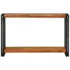 Konzolasztal polcokkal Barna 120 x 33 x 75 cm tömör akácfa