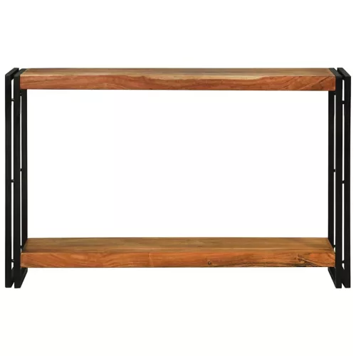 Konzolasztal polcokkal Barna 120 x 33 x 75 cm tömör akácfa