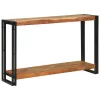 Konzolasztal polcokkal Barna 120 x 33 x 75 cm tömör akácfa