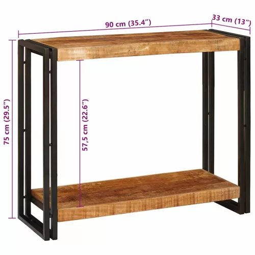 Konzolasztal Barna 90 x 33 x 75 cm Tömör nyers mangófa