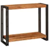 Konzolasztal polcokkal Barna 90 x 33 x 75 cm tömör akácfa