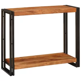Konzolasztal polcokkal Barna 90 x 33 x 75 cm tömör akácfa