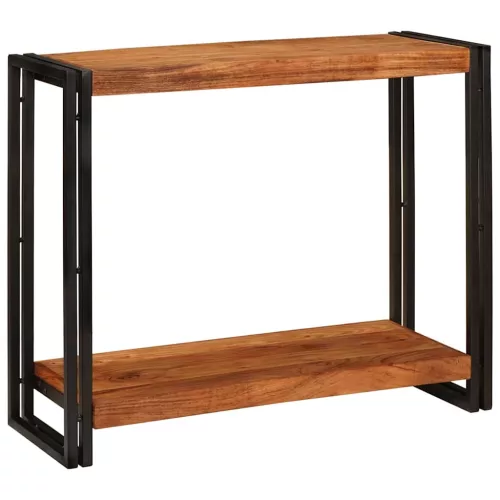 Konzolasztal polcokkal Barna 90 x 33 x 75 cm tömör akácfa