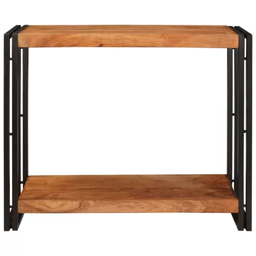 Konzolasztal polcokkal Barna 90 x 33 x 75 cm tömör akácfa