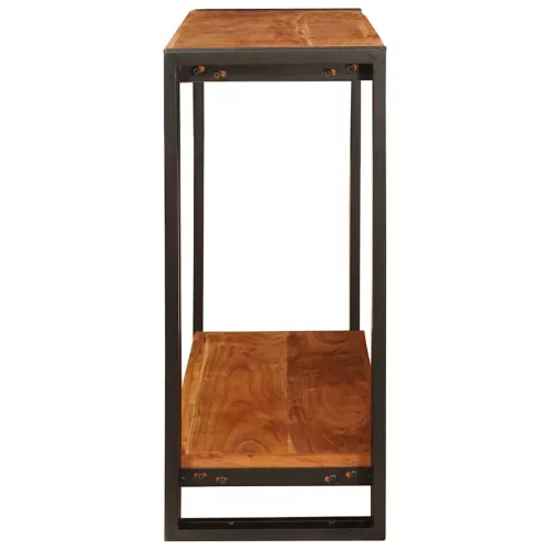 Konzolasztal polcokkal Barna 90 x 33 x 75 cm tömör akácfa
