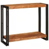 Konzolasztal polcokkal Barna 90 x 33 x 75 cm tömör akácfa