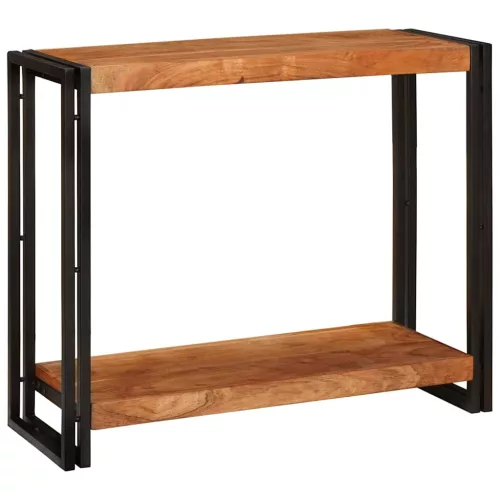 Konzolasztal polcokkal Barna 90 x 33 x 75 cm tömör akácfa