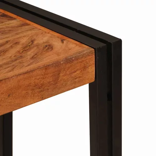 Konzolasztal polcokkal Barna 90 x 33 x 75 cm tömör akácfa