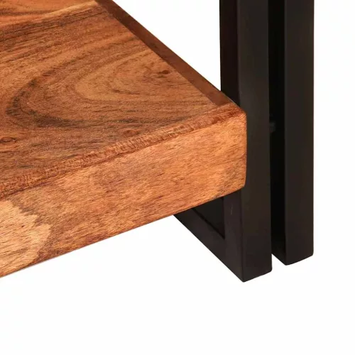 Konzolasztal polcokkal Barna 90 x 33 x 75 cm tömör akácfa