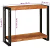 Konzolasztal polcokkal Barna 90 x 33 x 75 cm tömör akácfa
