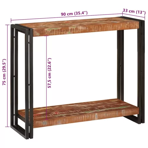 Konzolasztal Sokszínű 90 x 33 x 75 cm tömör újrahasznosított fa