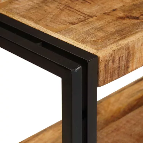 Konzolasztal polcokkal Barna 160 x 33 x 75 cm tömör mangófa