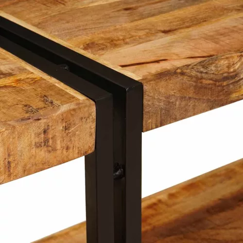 Konzolasztal polcokkal Barna 160 x 33 x 75 cm tömör mangófa