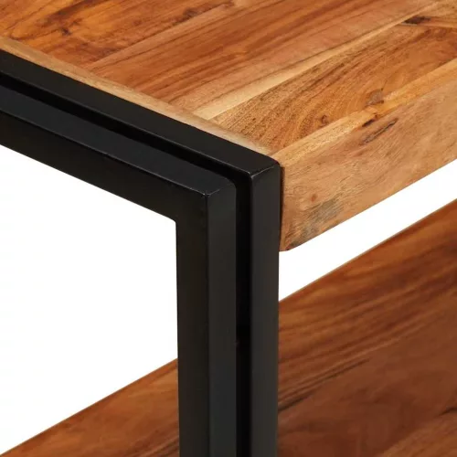 Konzolasztal polcokkal Barna 160 x 33 x 75 cm tömör akácfa