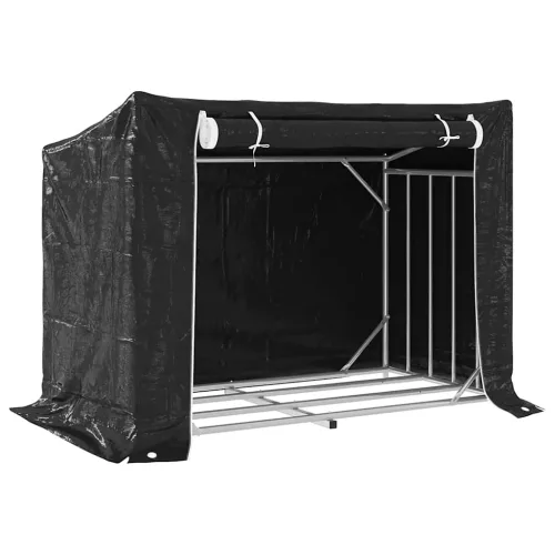 Tűzifa állvány esővédővel 151x80,5x110,5 cm horganyzott acél