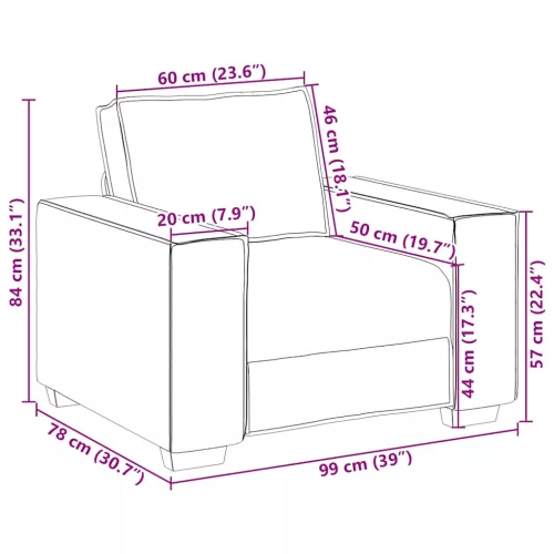 Barna szövet kanapéfotel 60 cm