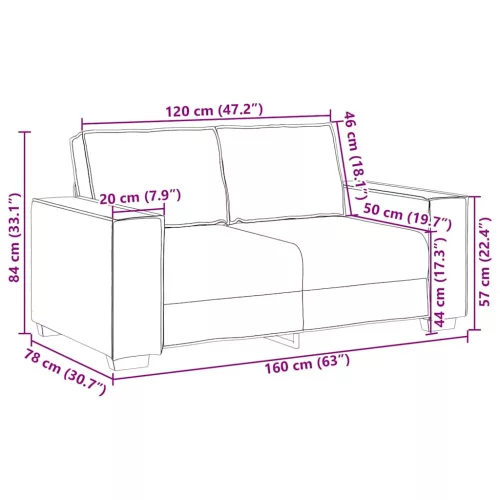 Kétszemélyes világosszürke szövetkanapé 120 cm