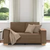 Kétszemélyes barna szövetkanapé 120 cm