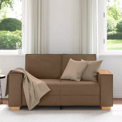 Kétszemélyes barna szövetkanapé 120 cm