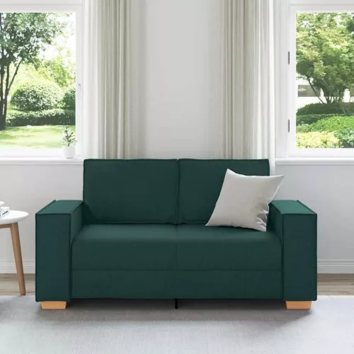 Kétszemélyes sötétzöld szövetkanapé 120 cm