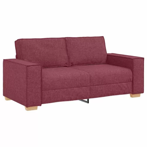 Kétszemélyes bordó színű szövetkanapé 140 cm