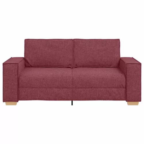 Kétszemélyes bordó színű szövetkanapé 140 cm